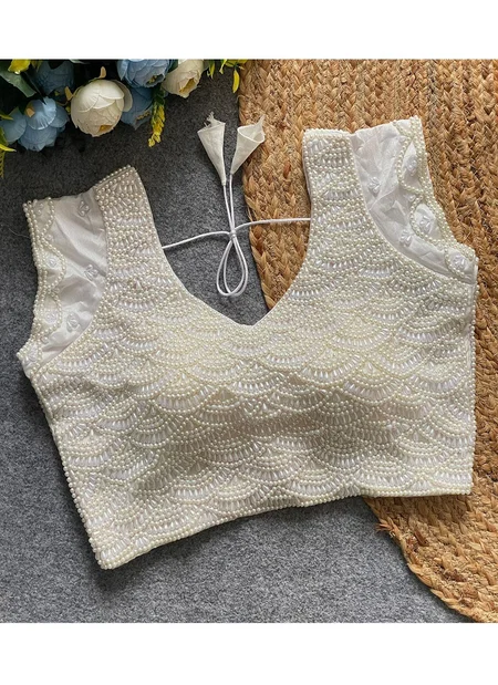Pure Handwork With Preal Moti Blouse Online Wholesale
